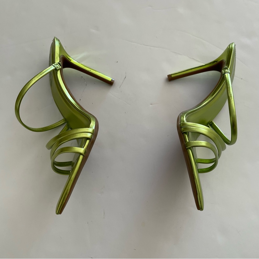 INC Lime Green Strappy Open-toe Kitten Heels Sandals - Picture 4 of 7